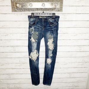 Machine Nouvelle Mode Distressed Lace Skinny Jeans Size 29